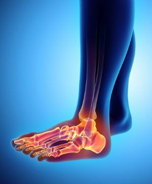A person with their foot in the air